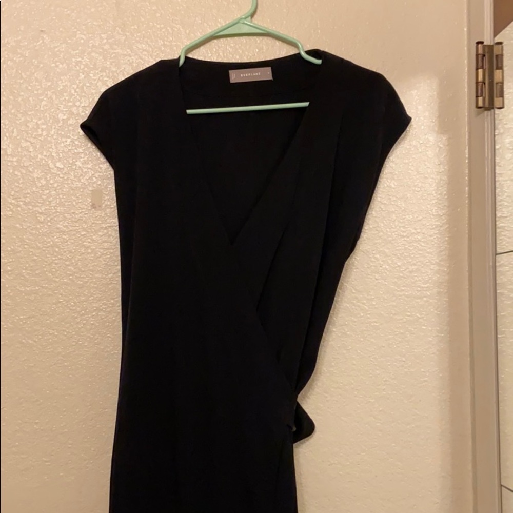 Everlane Go Weave Black Short-sleeve Wrap Dress